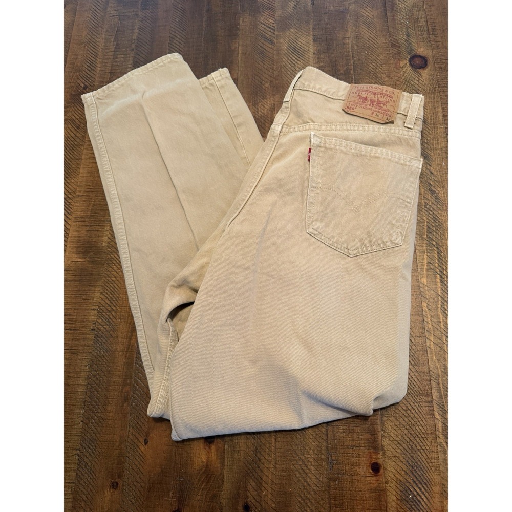 Vintage Levi's 550 Mens 36x32 Khaki Beige Relaxed Fit Denim Jeans USA Made